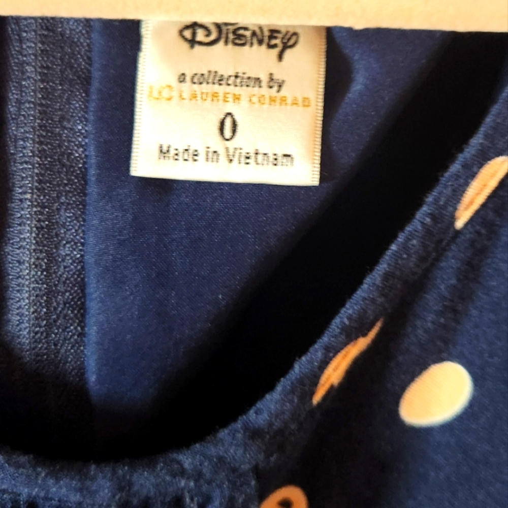 Disney  Womens Juniors Navy Polka Dot Mickey Dress Sz 0 - Picture 2 of 4